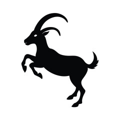 Ibex Leaping Horns Vector Silhouette