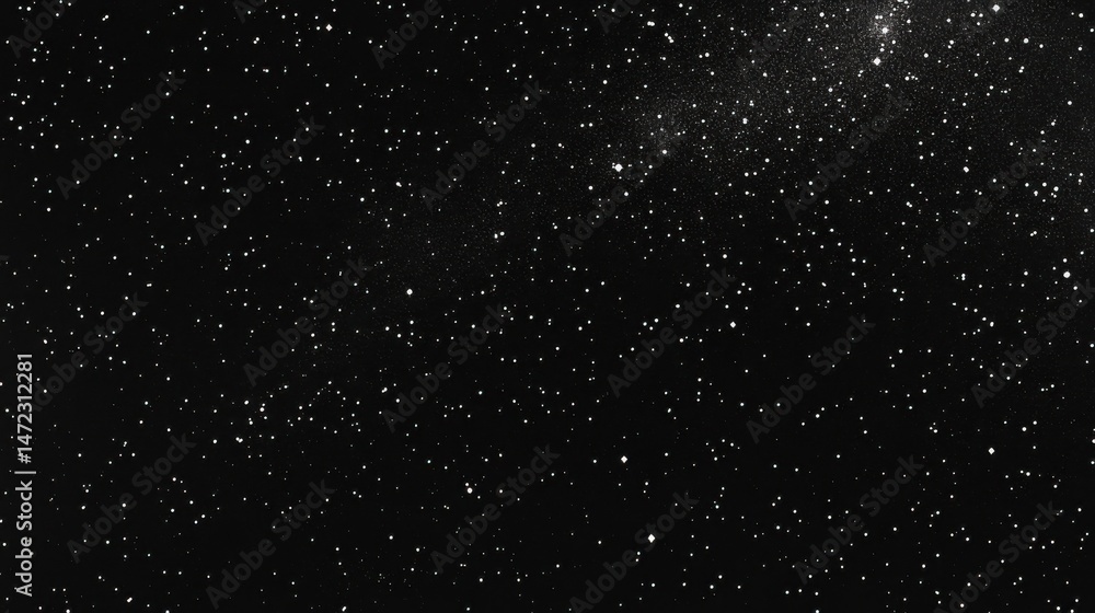Poster A mesmerizing digital illustration of a night sky, densely populated with countless tiny white stars scattered across a deep black expanse, creating a celestial tapestry. : Generative AI