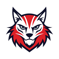 Ferocious red and white lynx head mascot design for sports team or brand identity