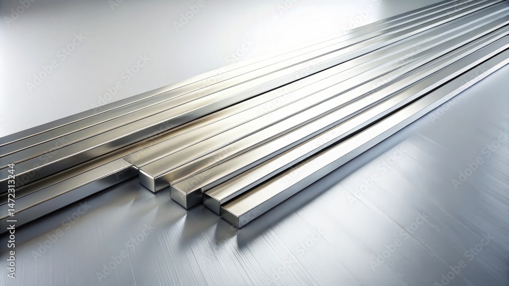 Poster sleek metallic bars arranged in a captivating display, showcasing their polished surfaces and precis