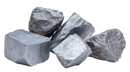 Collection of shiny metallic rocks showcasing unique textures and colors in natural light during daylight hours