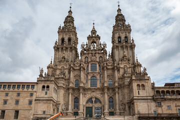 Fototapeta premium Catedral de Santiago de Compostela em Galiza na Espanha num dia muito nublado