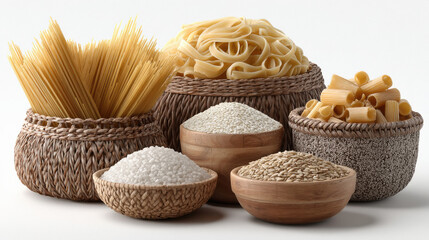 carbohydrate food group on white background