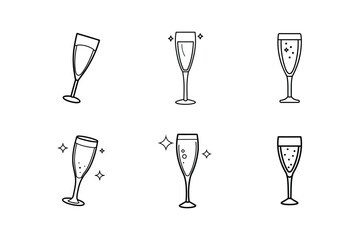 champagne flute icon line art vector illustration