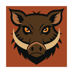 Fierce boar head illustration representing strength courage and determination on brown background