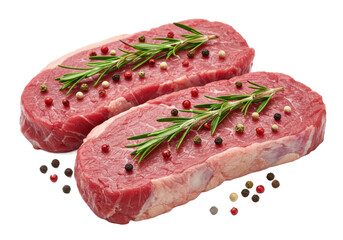 Fototapeta premium Two steaks with rosemary isolated on transparent background