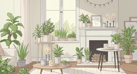 Indoor plants in a cozy living room setting