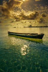 boat on the water in the morning
