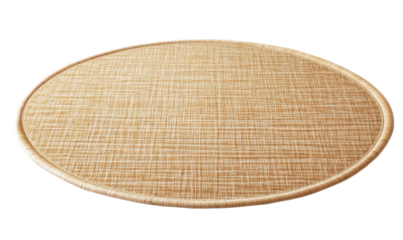 round rug isolated on white, straw carpet circle decor isolated on white.	
