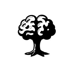 Stylized arboreal form in contrasting shades, isolated against a stark backdrop