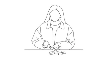 A woman is cutting food on a table