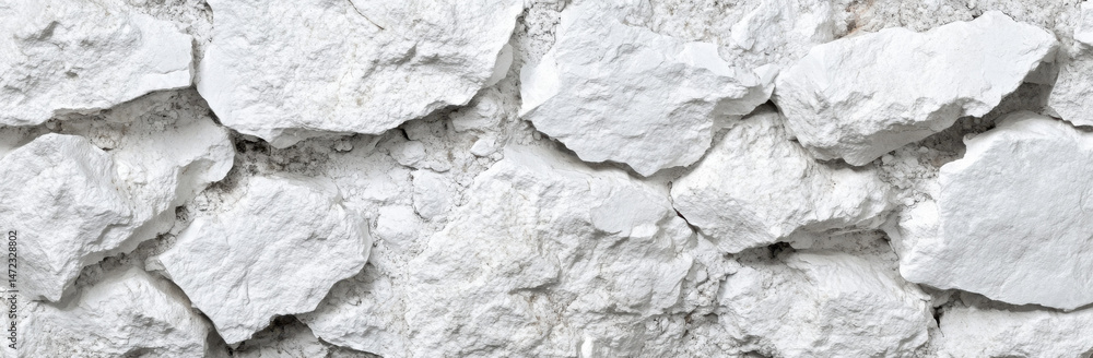 Poster A detailed close up of a textured white stone wall, showing irregular shapes and crevices, ideal for backgrounds or design projects. : Generative AI