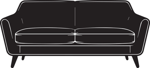 Luxury Sofa Silhouette Vector | Black Vector Art Illustration for Living Space and Comfort Concepts