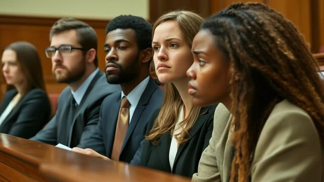 Tension fills the courtroom as jurors display a range of emotions while absorbing the trial proceedings, showcasing their diversity and engagement with the case