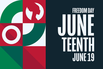Juneteenth. Freedom Day. June 19. Holiday concept. Template for background, banner, card, poster with text. Vector EPS10 illustration.
