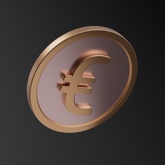 Euro. Euro money sign. 3d illustration. Euro gold coin. Currency. Finance
