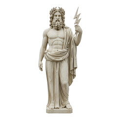 Obraz premium Marble Statue of Zeus Holding a Thunderbolt isolated on a transparent background 