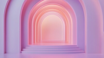 Fototapeta premium Pink Archway Pathway with Abstract.