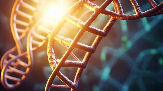 Detailed 3D rendering of a DNA molecule showcasing its complex structure and function