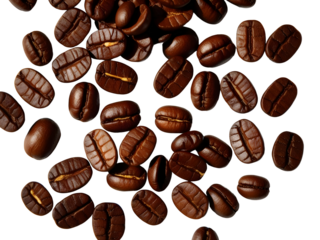 Freshly Roasted Coffee Beans Spread on a Dark Surface Background