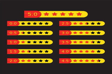 Golden & Red Star Ratings on Black Background