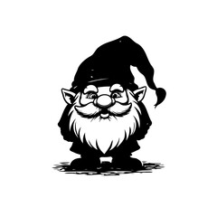 Whimsical gnome silhouette illustration with endearing features and charming design