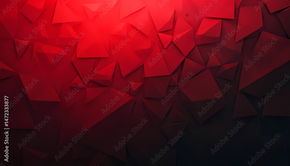 Poster a modern abstract background featuring a geometric pattern of red triangles and shadows.