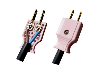 Connecting the plug and isolated on white background