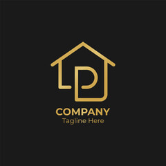 Letter P home luxury logo. Real estate architecture construction icon design.