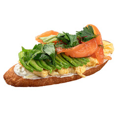 Breakfast toast with salmon and avocado