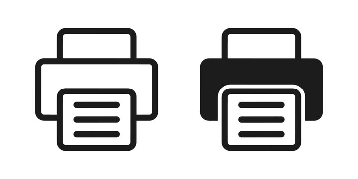 Printer icon and print symbol, fax sign