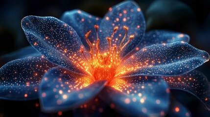 Glowing blossom Flower with ethereal light, dark petals