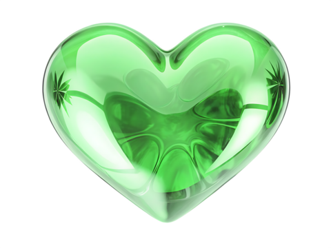 Glass heart isolated on white background PNG