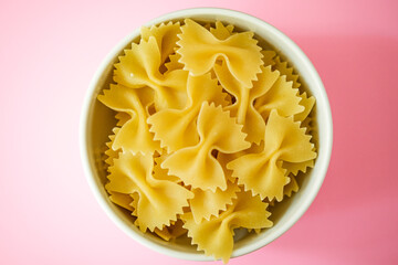 Single Bowl Of Uncooked Italian Healthy Farfalle Pasta