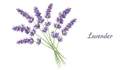 Naklejka premium Lavender flower bouquet illustration