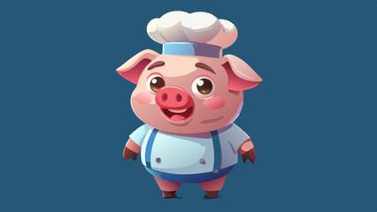 Adorable Cartoon Pig Chef Character Illustration