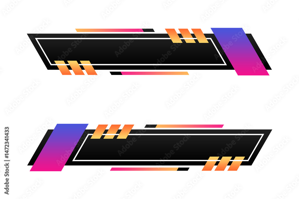 Poster instagram lower third black design gradient set of banners for element design png file