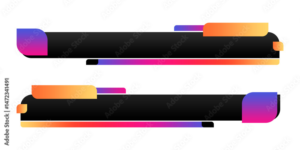 Poster black lower third design gradient set of banners for element design png file