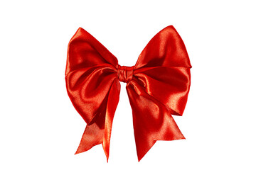 Shiny red bow isolated on white background.