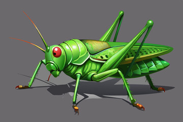 Vibrant Green Grasshopper Detailed Illustration