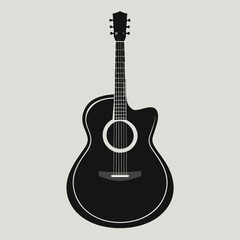 Obraz premium Black Acoustic Guitar Illustration Simple Design Music Instrument