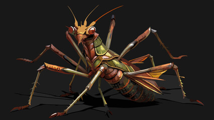 Stylized Illustration of a Giant Mechanical Insect