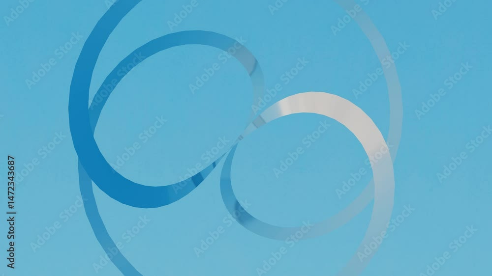 Poster abstract animated background blue color. slowly deforming curled figure on blue background. 3d rende