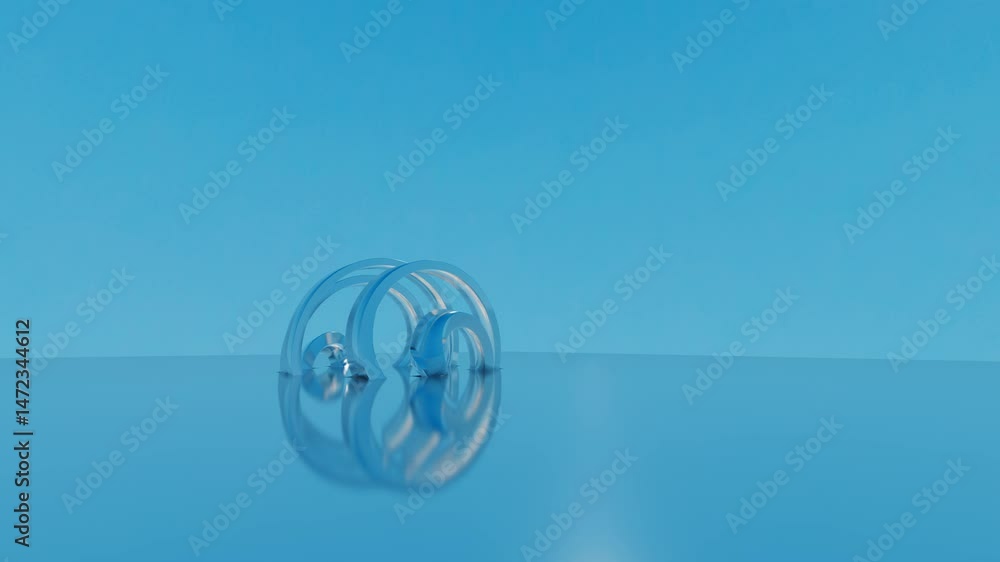 Aufkleber abstract animated background of blue color. deforming curled figure on blue background and with mirr