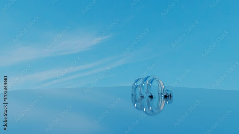 Aufkleber abstract animated background of blue color. deforming curled figure on blue background and with mirr