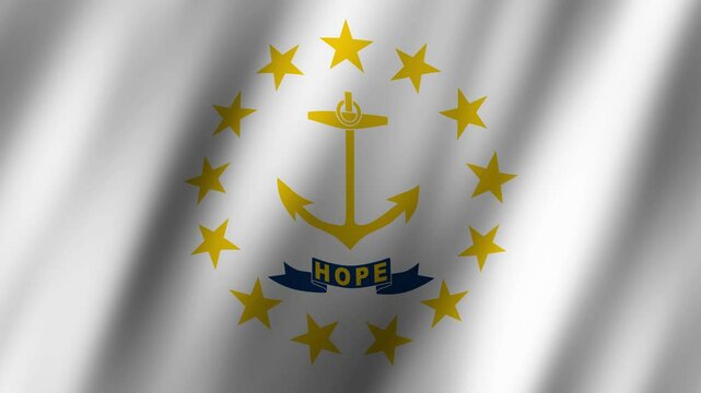 Rhode Island flag waving in the wind highlights American patriotism and state pride at a local event