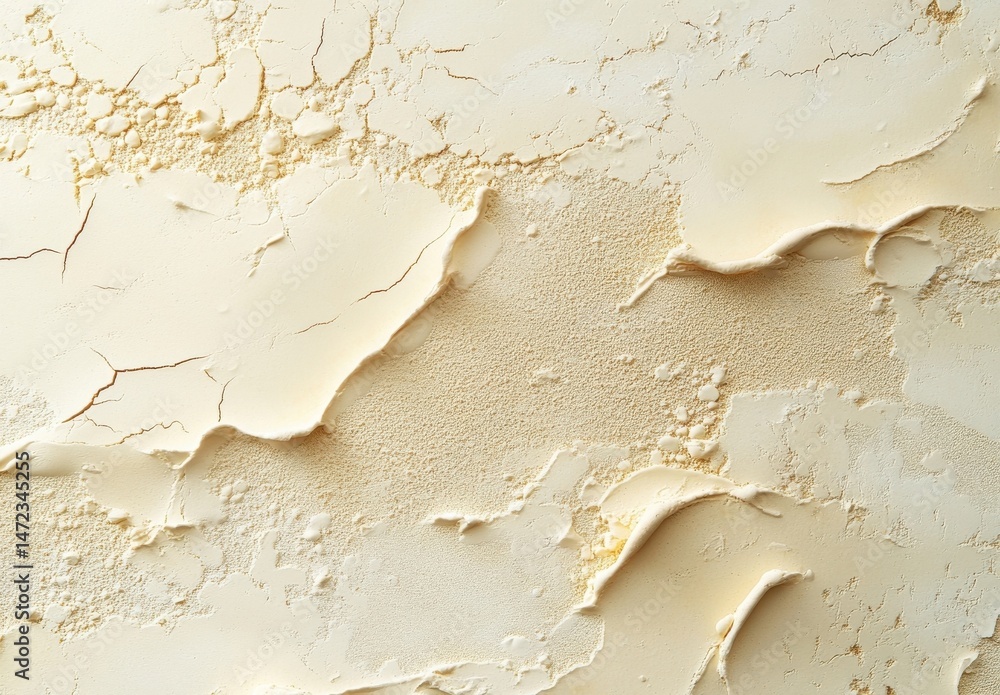 Leinwandbilder Abstract Cream-Colored Textured Surface with Cracks and Uneven Relief, Ideal for Backgrounds or Design Elements. : Generative AI