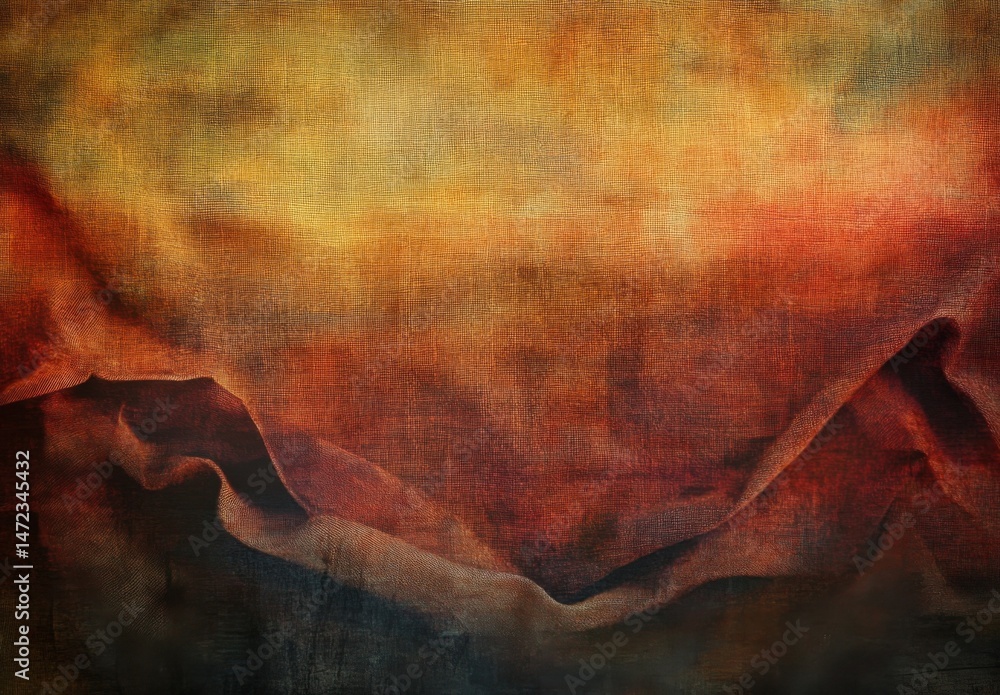 Aufkleber dramatic draped fabric texture in warm autumnal hues: a rich, textured background image perfect for 