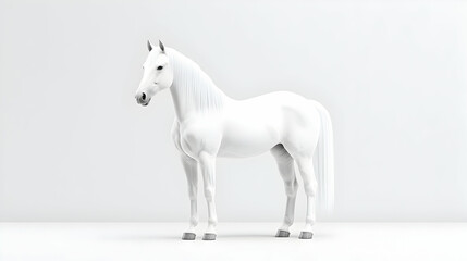 White horse in minimalist setting