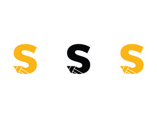 creative initial letter S pencil symbol icon design vector isolated transparent background